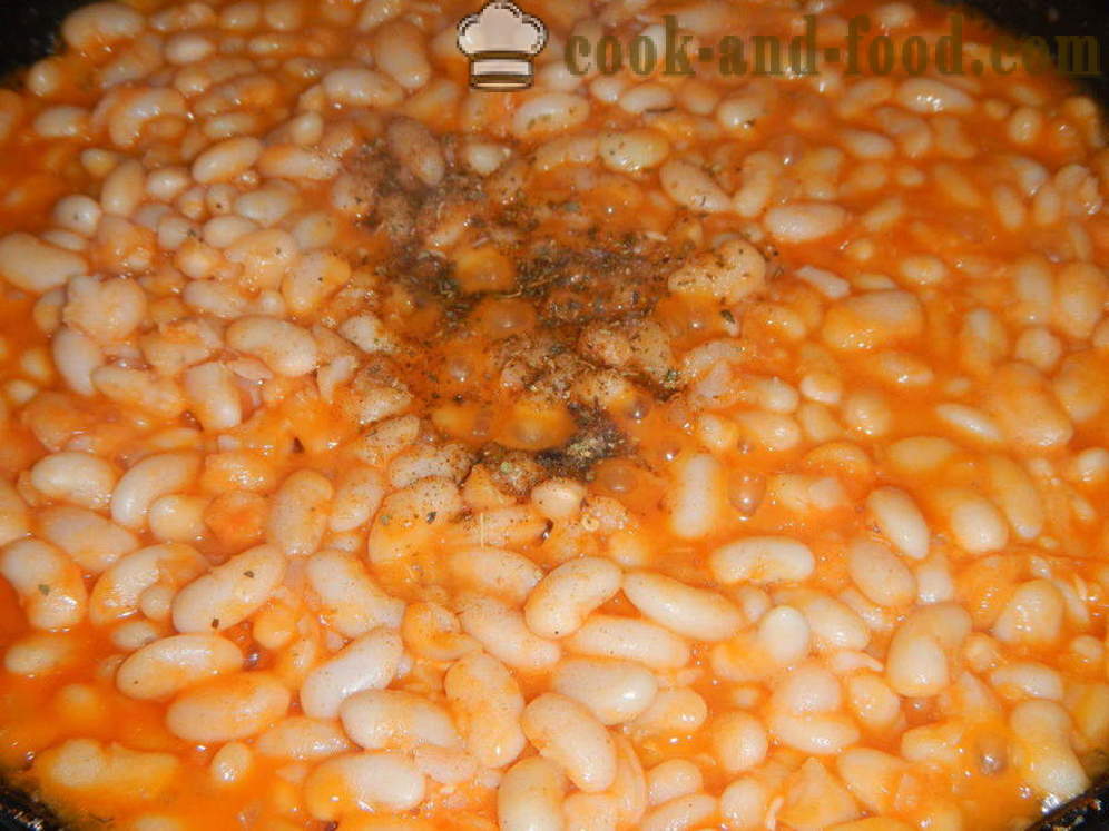 Lobio tai paistettuja papuja tomaattikastikkeessa - miten ruokaa Lobio papuja, askel askeleelta resepti kuvat
