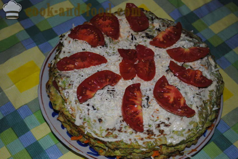 Kasvis kakku kesäkurpitsaa täytettyä porkkana, squash miten ruokaa kakku, askel askeleelta resepti kuvat