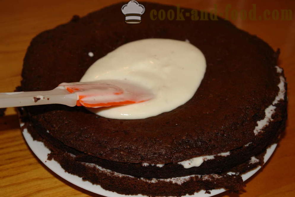 Herkullinen suklaa sokerikakku smetanan - miten tehdä suklaakakku, askel askeleelta resepti kuvat