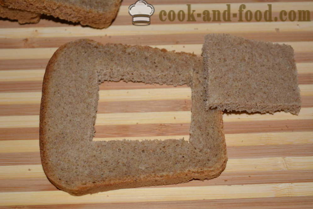 Tummaa leipää paahtoleipää muna - miten ruokaa paahtoleipää mustaa leipää uunissa, jossa askel askeleelta resepti kuvat
