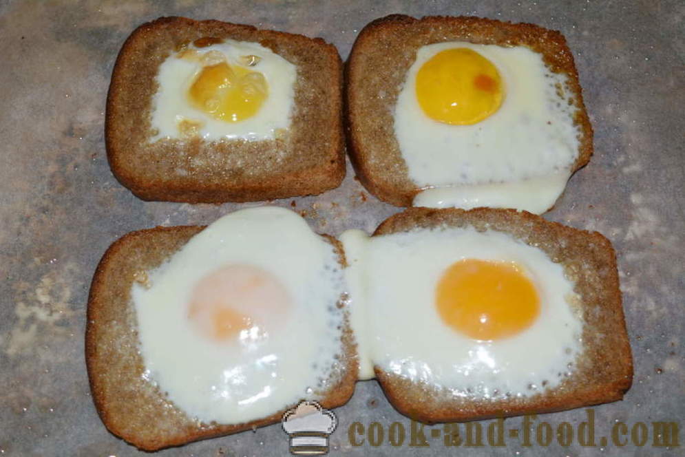 Tummaa leipää paahtoleipää muna - miten ruokaa paahtoleipää mustaa leipää uunissa, jossa askel askeleelta resepti kuvat