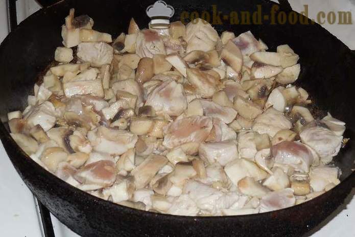 Kanaa haudutettua sieniä tai miten ruokaa broileripata - askel askeleelta resepti kuvat