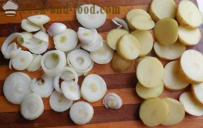 Kasvisvuokaa sieniä ja perunaa multivarka - miten ruokaa kasviskiusaus - resepti valokuvia - askel askeleelta
