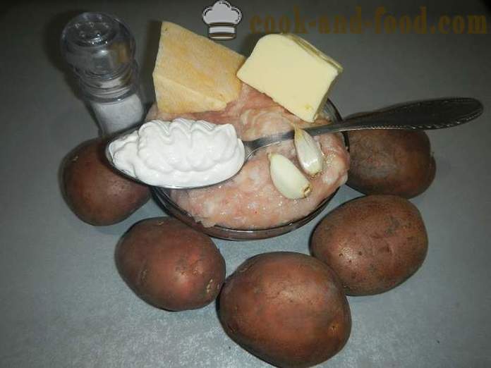 Uuniperunoita jauheliha ja juustoa - kuten uuniperunat uunissa, resepti askel askeleelta kuvia.