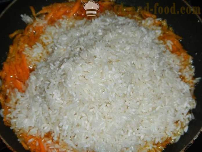 Sianlihan ja terävän riisin multivarka - miten ruokaa riisiä lihan multivarka, askel askeleelta resepti kuvia.