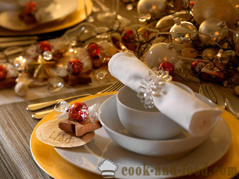 Uudenvuoden koristelu pöydän, miten sisustaa joulupöytään 2015 Lampaat (valokuvista).